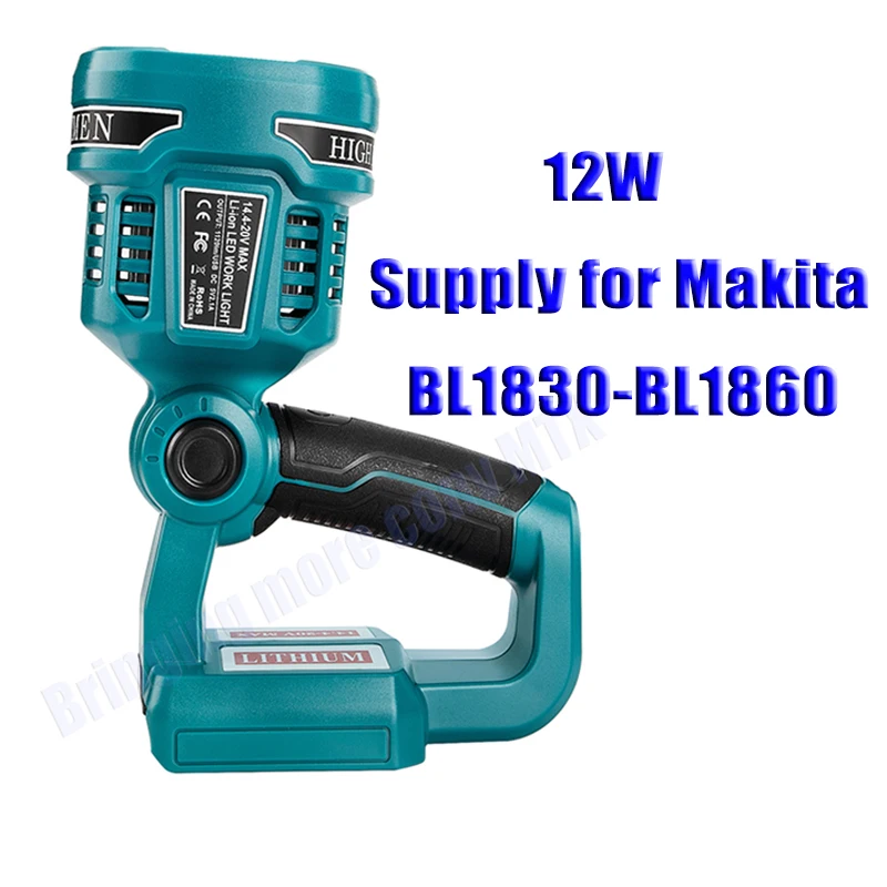 

Newest LED Lamp Flashlight For Makita battery 12W Current for Makita 18V BL1830 BL1860 Power tool LED Lamp Light + USB port