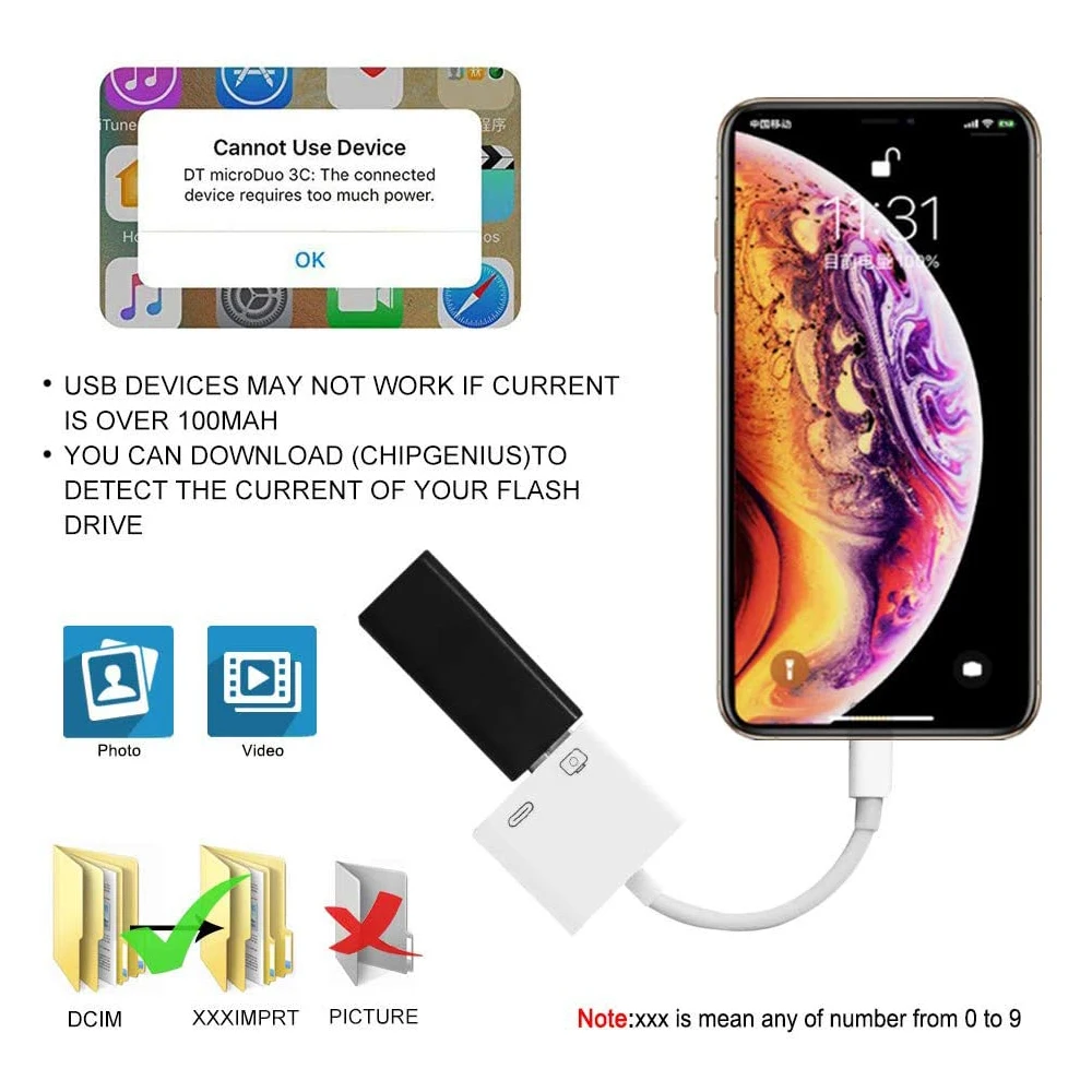 Адаптер OTG USB для Lightning конвертер MIDI фортепианная клавиатура адаптер камеры iPhone 12