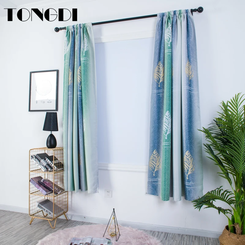 Затемненная занавеска TONGDI с принтом большие градиентные занавески листочками