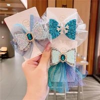 1pcs new childrens headdress cute princess hairpin ice snow net yarn butterfly clip does not hurt the hair girl hair rope