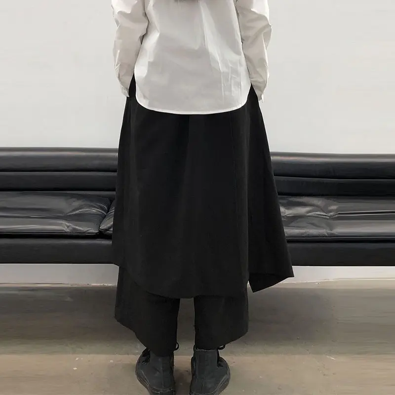 XITAO Irregular Black Pants Fashion New Women Elastic Waist Pocket Goddess Fan Casual Style 2021 Spring Loose Pants ZY5863