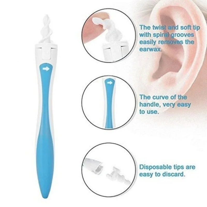 

Soft Silicone Ear Cleaning Spoon Earwax remover Washer with 16 Replaceable Heads Spiral Rotary Ear Picker for adult