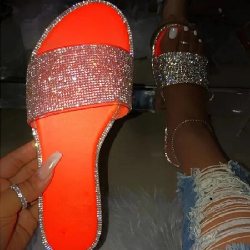 

Summer Slippers Women Sandals Flat Shoes Peep-Toe Sandal Casual Shoes Women 2021 Women's Shoes Crystal Beach Shoes Plus Size