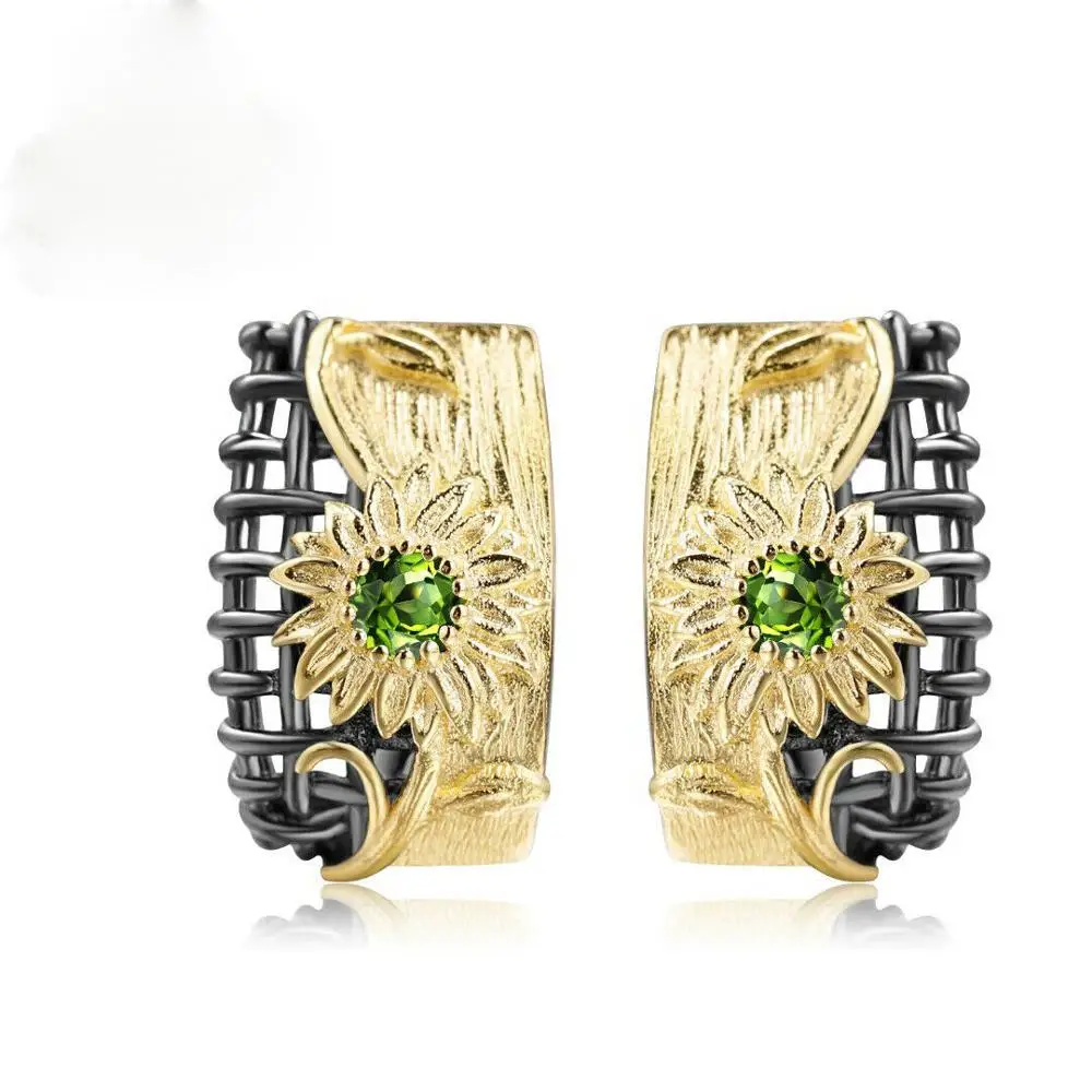 Винтажные серьги с цветком AAAAA cz из настоящего стерлингового серебра 925 пробы