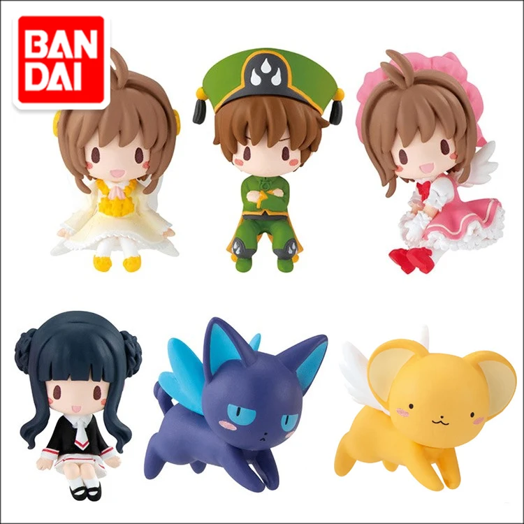 

Bandai Cardcaptor Sakura Kinomoto Sakura Anime Figure Models Q Version Daidouji Tomoyo Li Syaoran Anime Figures Model Collection