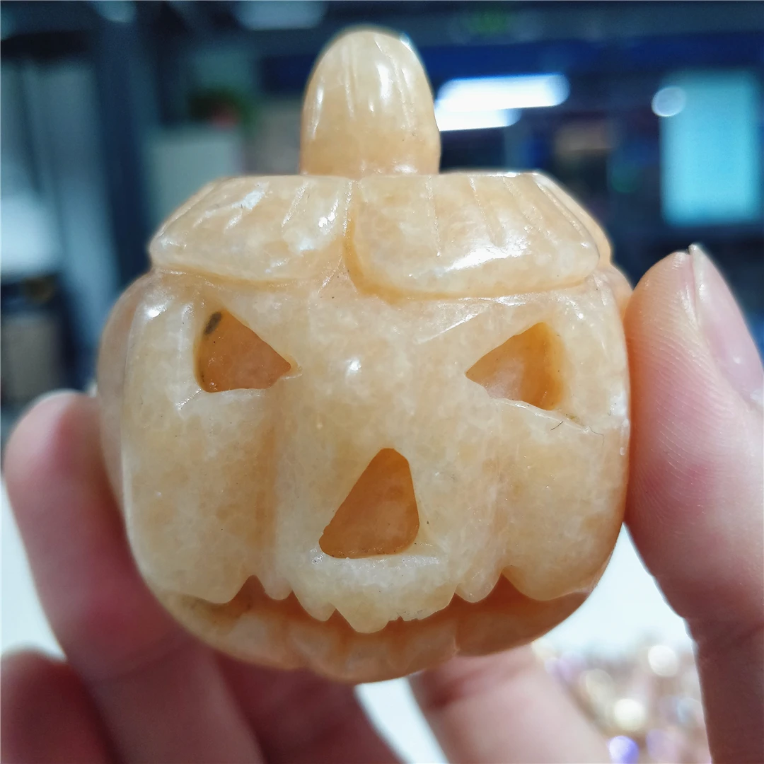 Натуральный топаз драгоценный камень желтый нефрит ручная работа тыква фонарь
