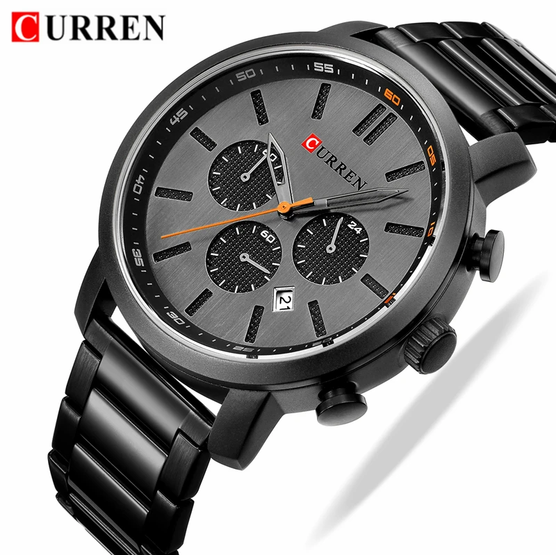 

CURREN Mens Watches Top Brand Luxury Quartz Watch Men Full Steel Waterproof Wristwatches Calendar Male Clock Relogio Masculino