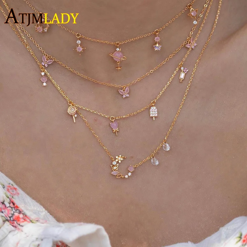 Женское Ожерелье-чокер из розового золота с изящными нежными сердечками винным