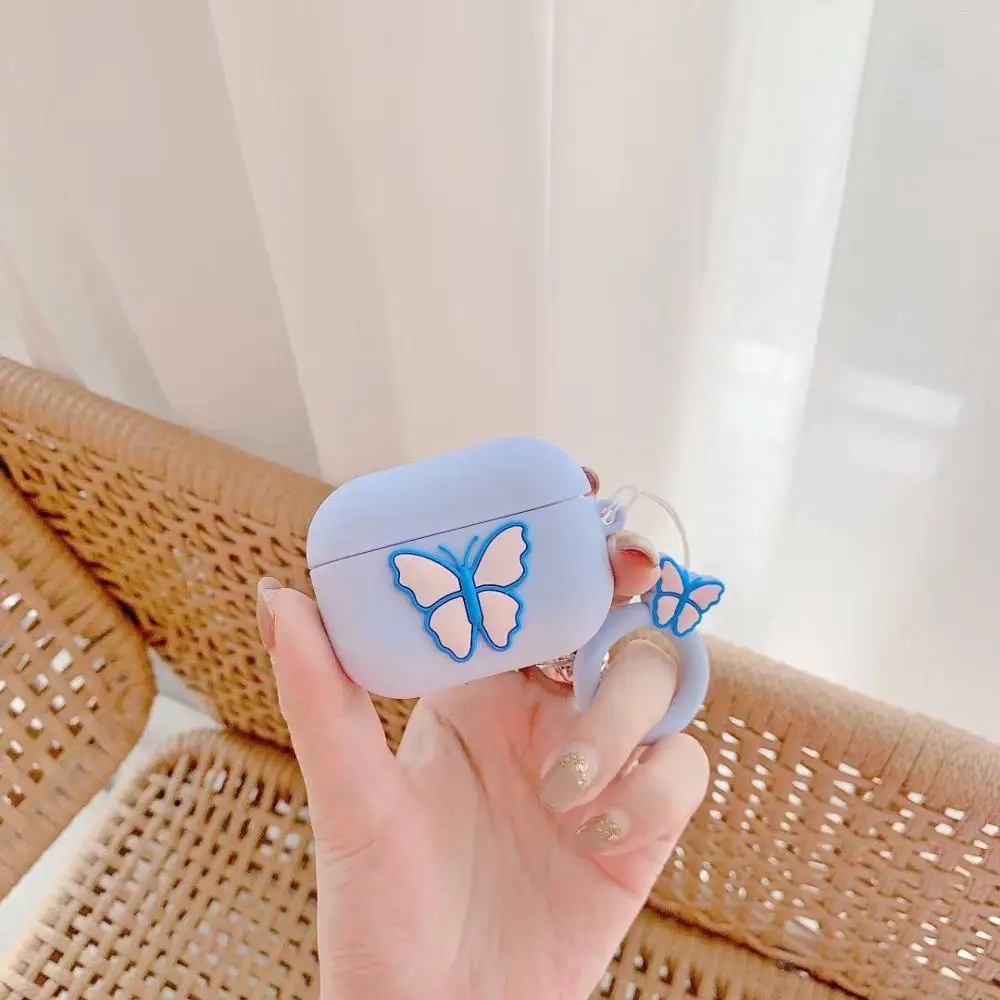 

Cute For Airpods pro Case Silicone For Apple Airpods2 1 Case Funny Butterfly Soft Earphone Protect Cover airpods 3 With Keychain
