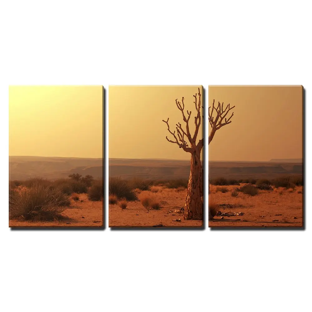 

3 Piece Dusk Desert Old Trees Canvas Painting Wall Art Landscape Pictures Modern Home Decoration Unframed Artistic Chic Poster