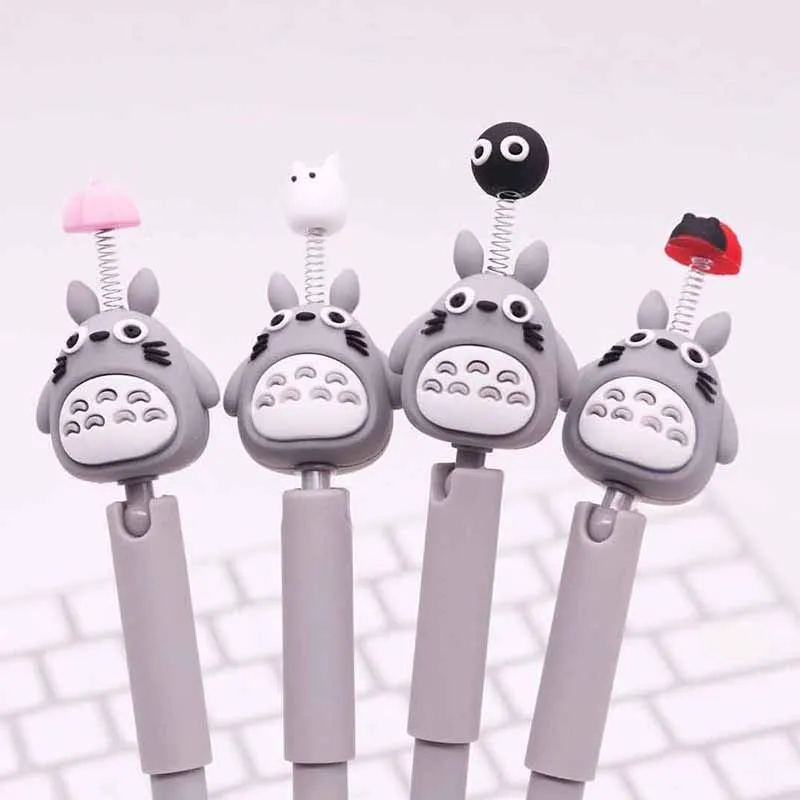 

Korean Stationery Gel Pen Cartoon Cute Totoro Silica Gel Spring Creative Novelty Pen 0.5mm Black Ink Writing Kawaii Kids Gifts