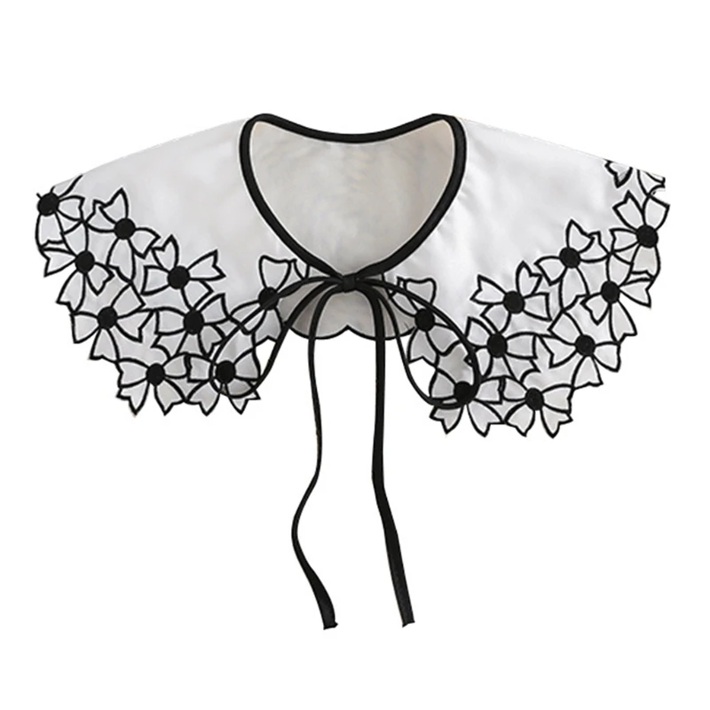 

Накладной воротник 40GC с черным цветочным принтом, мини-накидка со съемными ремнями, шаль контрастных цветов