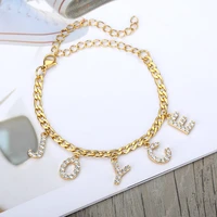 customized bracelet for women gold name bangles stainless steel initial letter bracelets personalized anklet figaro chain jewelr