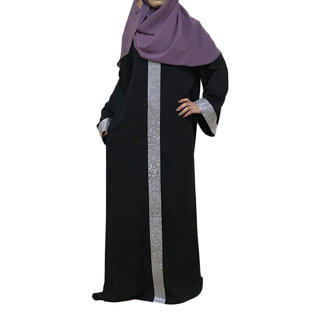 

Women's summer dress Bohemian dress Muslim Women Long Sleeve Dubai Maxi Dress Arab Kaftan Robe Clothing 8.20
