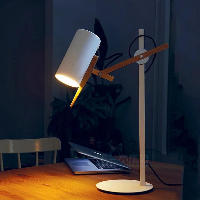 

Nordic Solid Wood Rocker Table Lamp Home Bedroom Marset Scantling Art Desk Light Lighting Fixture TA242
