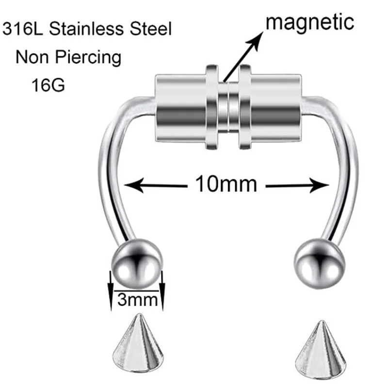 

Alloy Fake Magnetic Horseshoe Non Piercing Hoop for Party Fashion Unisex Nose Ring Reusable Bars Birthday Wedding Gifts