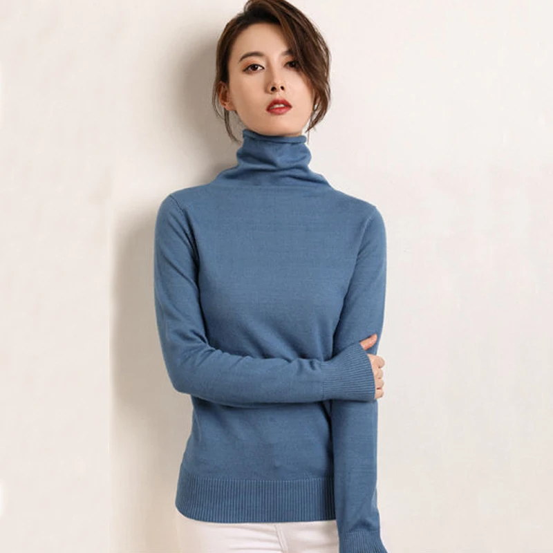 Женский трикотажный свитер с высоким воротником осенне-зимняя одежда 2021