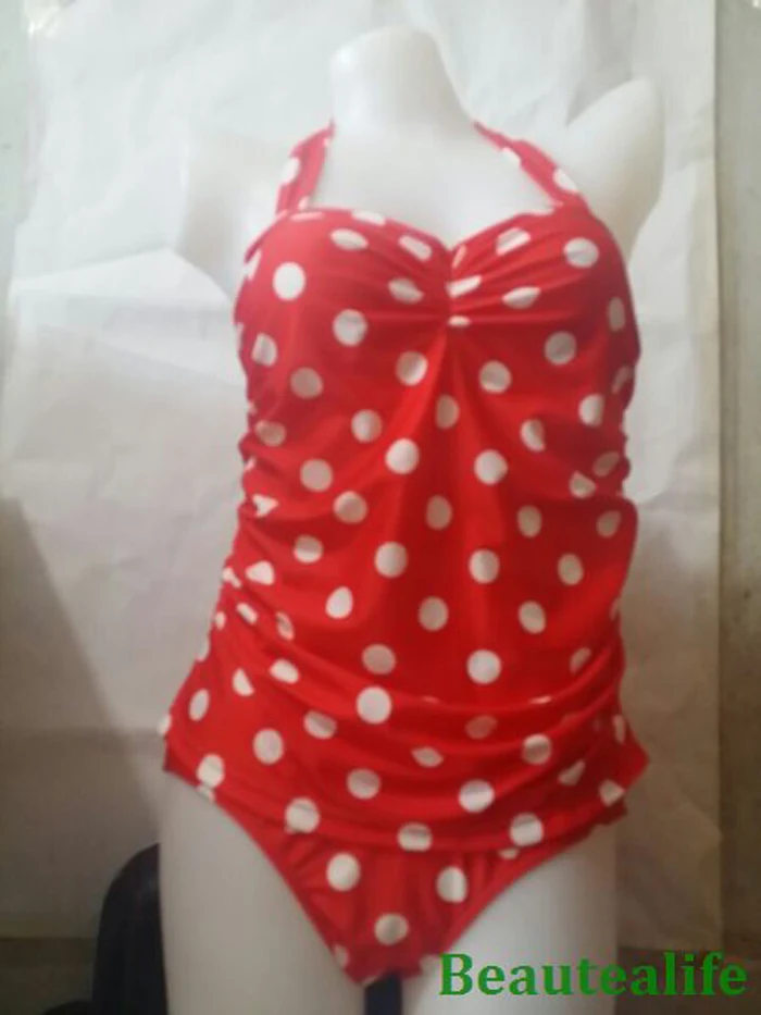 Сексуальный цельный купальник в горошек большого размера Женский монокини с