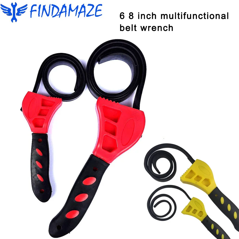 

6 8 Inch Multifunctional Belt Wrench Rubber Adjustable Belt Car Truck Oil Filter Household Wrench Open Bottle Cap Hand Tool