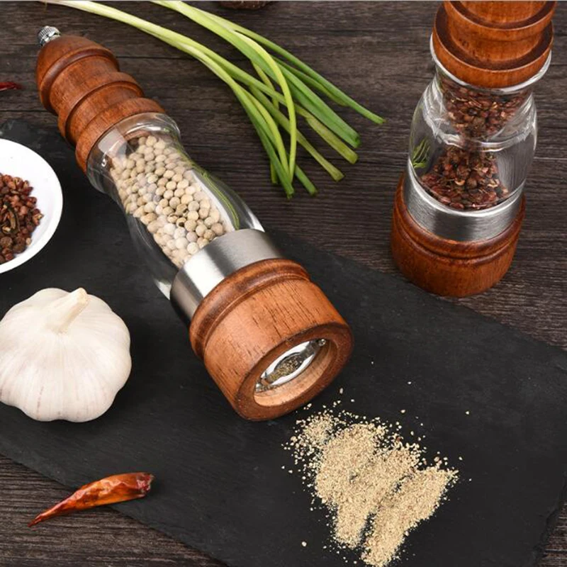 Пирамида видимая Деревянная Ручная мельница для перца с акриловым корпусом