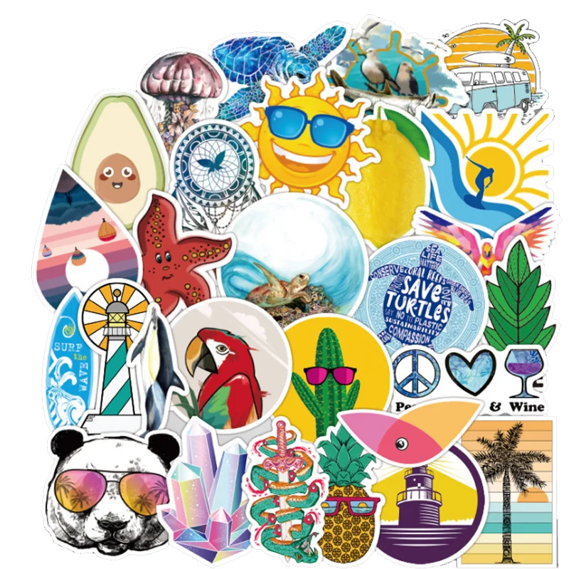 

10/30/50PCS Small Fresh and Lovely Holiday Beach Summer Sticker Suitcase Cute Waterproof Guitar Skateboard Graffiti Wholesale