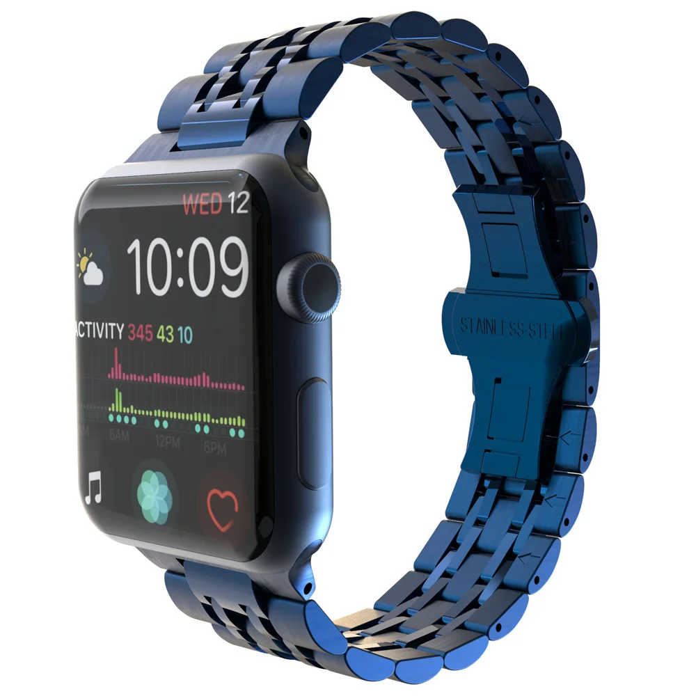 Ремешок из нержавеющей стали для Apple watch Band 44 мм 40 42 38 металлический браслет IWatch 3 4 5