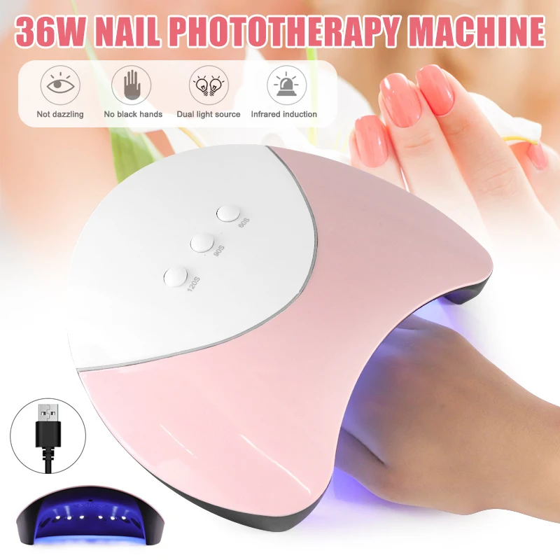 

36W Nail Dryer Machine UV LED Lamp Portable USB Home Use Nail UV Gel Varnish Dryer 12LEDS Lamp Nail Art Tools KG66