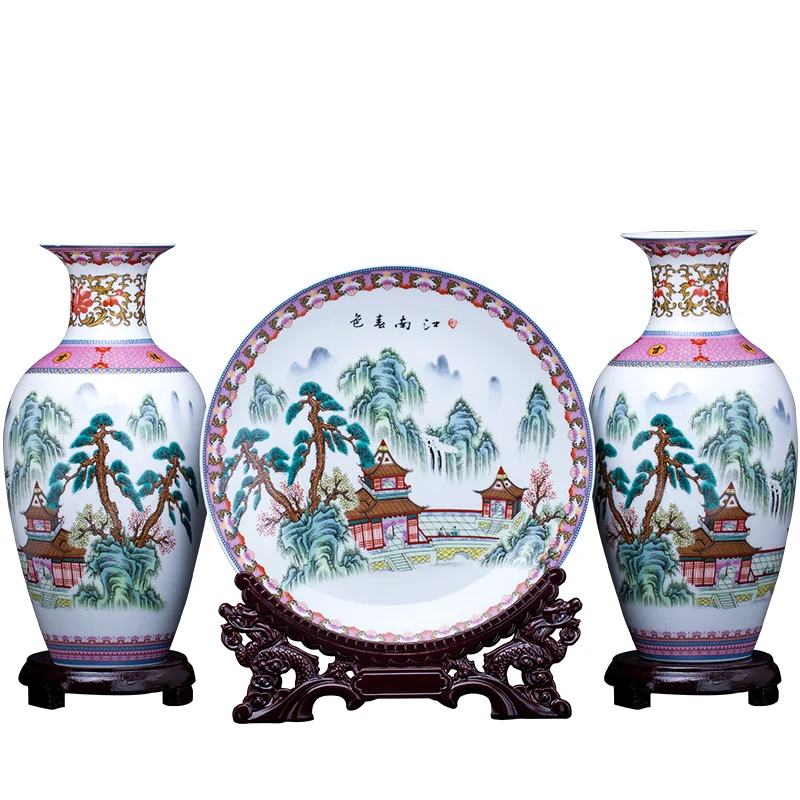 Цзиндэчжэнь набор из трех предметов керамические вазы для украшения дома в