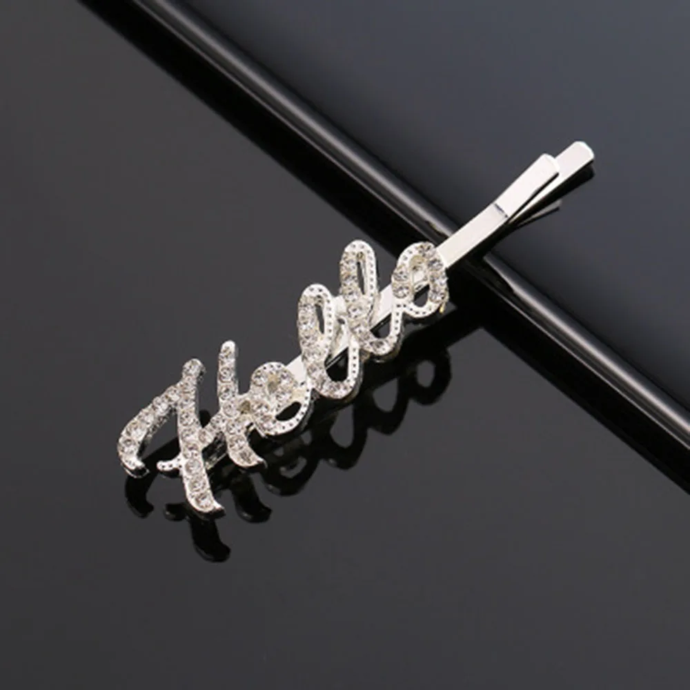 Новинка блестящие хрустальные шпильки для волос Стразы с надписью зажимы женщин