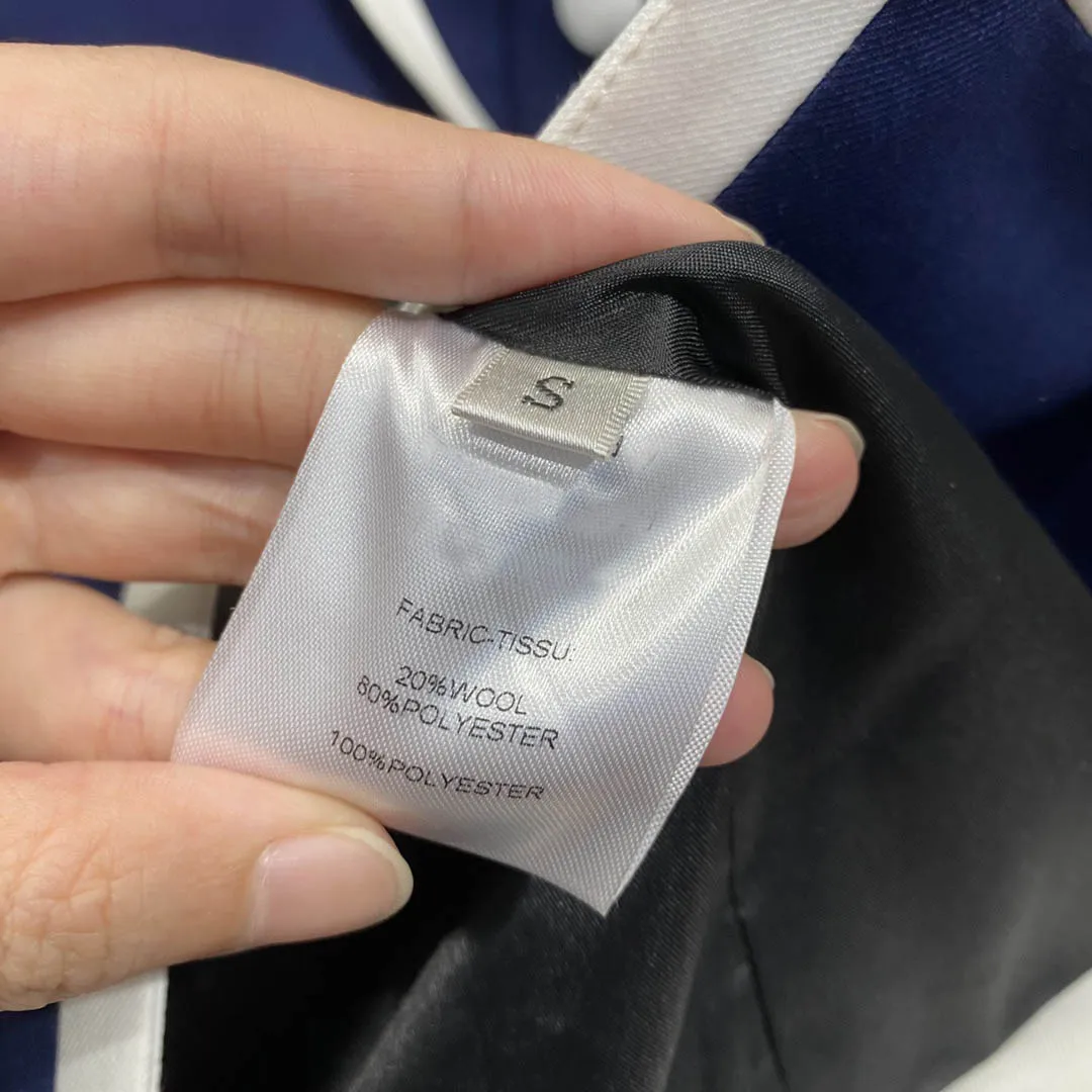 

High Street Blue Tailored Coat Women Autumn 2021 Fashion White Edge Design Loose Coats High-end Brand Double Breasted Suit Coats