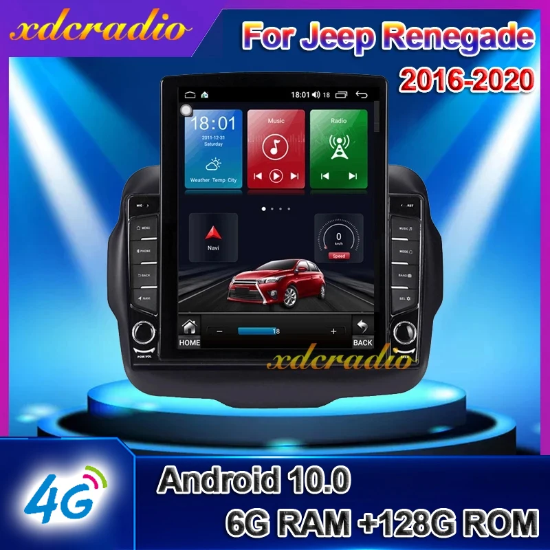 Автомагнитола Xdcradio 10 4 дюймов Android 0 в стиле Tesla для Jeep Renegade мультимедийный плеер с