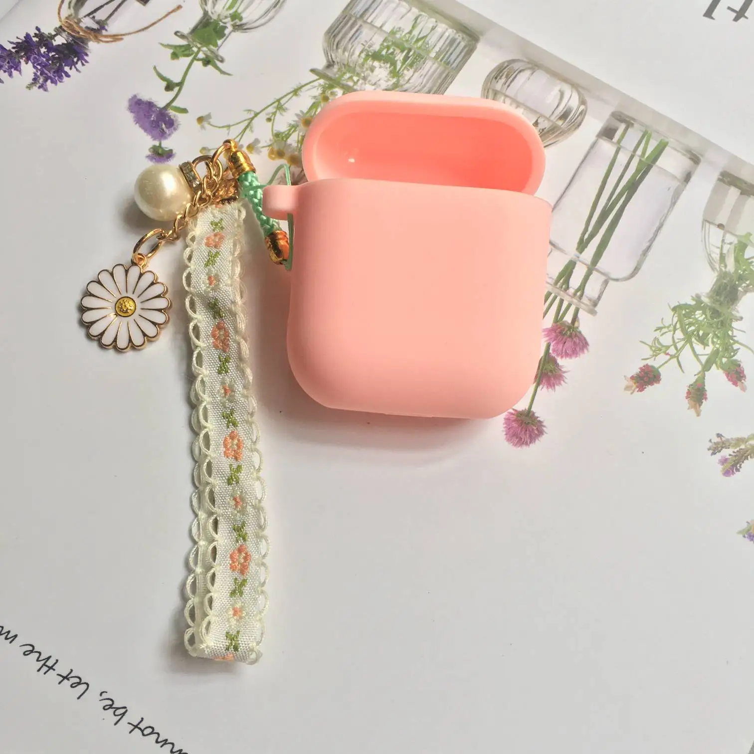 Чехол для Airpods sFor AirPods 2 роскошный корейский кружевной чехол с ромашками и цветами