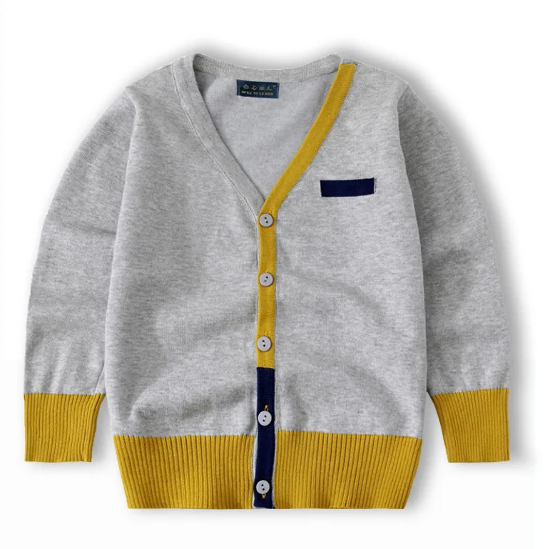 Rlyaeiz Children's Sweater 2018 Spring Autumn Casual Kids Color Patchwork Knitwear Cardigan V-neck Knitting Baby Boys | Мать и