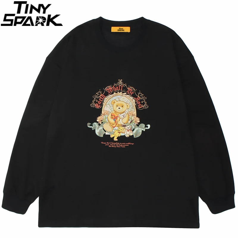 

Уличная Толстовка Harajuku, пуловер в стиле хип-хоп, Забавный медведь, семейная с буквами, свитшот с принтом, хлопковый Повседневный осенний пул...