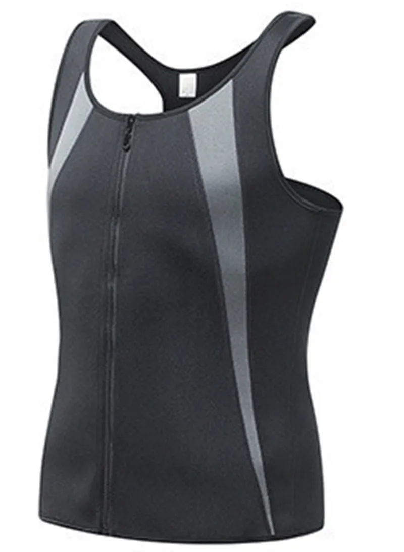 Мужская корректирующая майка без рукавов на молнии Неопреновая компрессионная