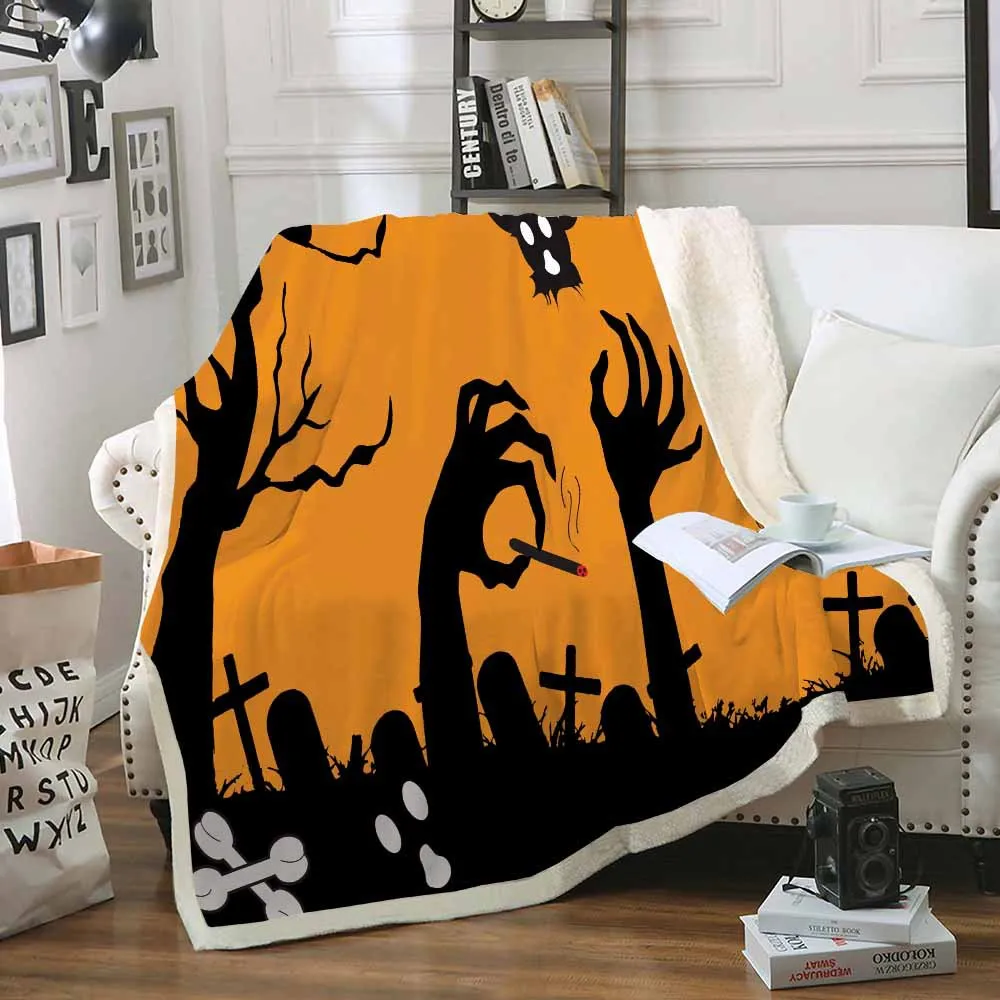 Плед на Хэллоуин для дивана тыквы кровати дивана-призрака роскошный хлопковый