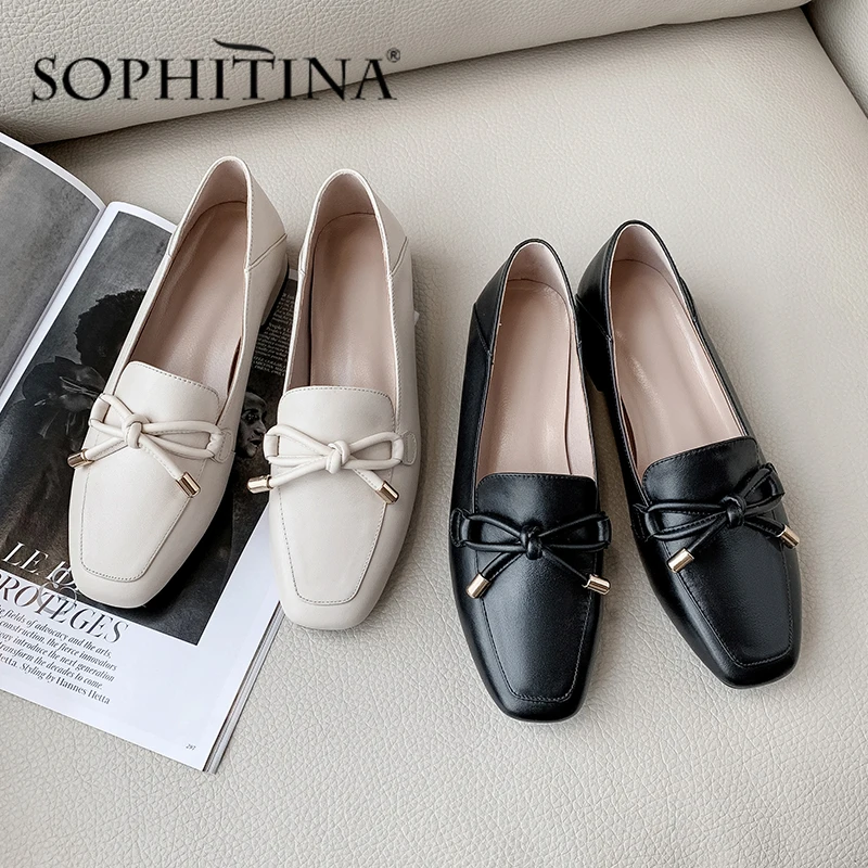 SOPHITINA/Новинка Женская обувь на плоской подошве с квадратным носком и бантом