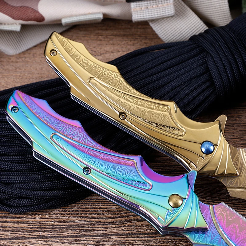 Дамасский карманный нож тактический складной клинок для выживания охоты и