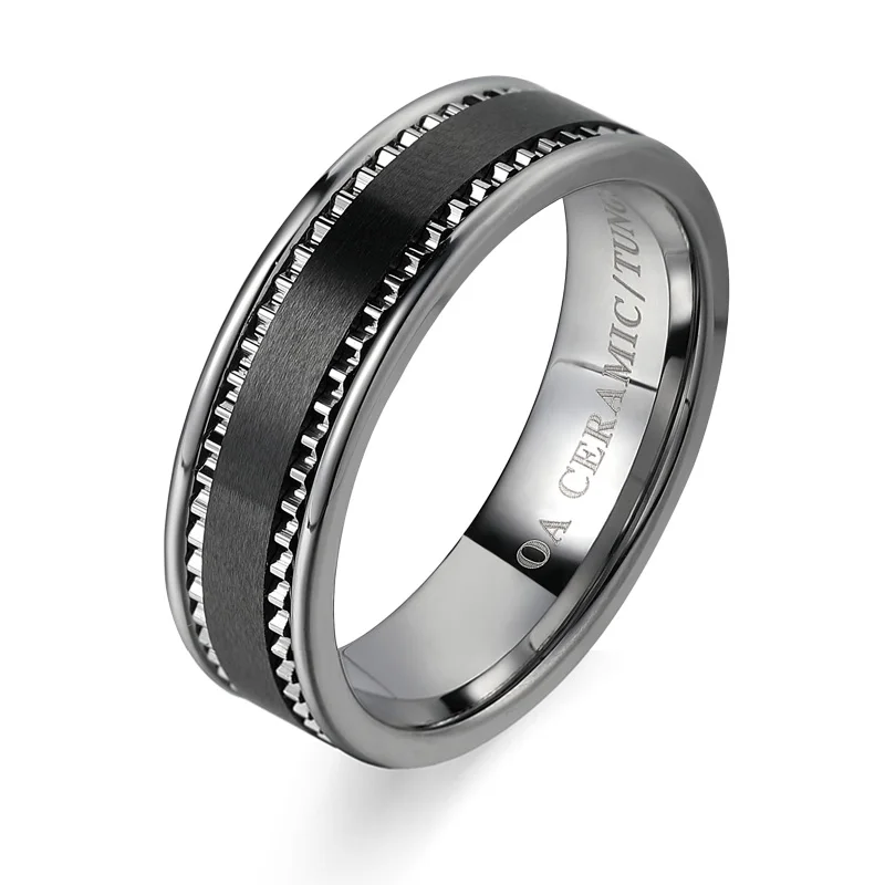 

7MM Men's Wedding Band Tungsten Ring Gifts for Men Mens Rings OA Ceramic Inlay