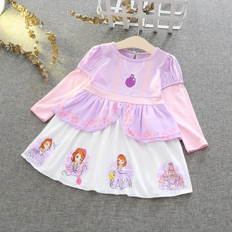 D1951-Purple Платья для маленьких девочек; весенние вечерние платья Белоснежки и Эльзы; костюм на Хэллоуин; детское платье принцессы Анны для костюмированной вечеринки; Vestidos От 2 до 6 лет - Цвет: D1951-Purple