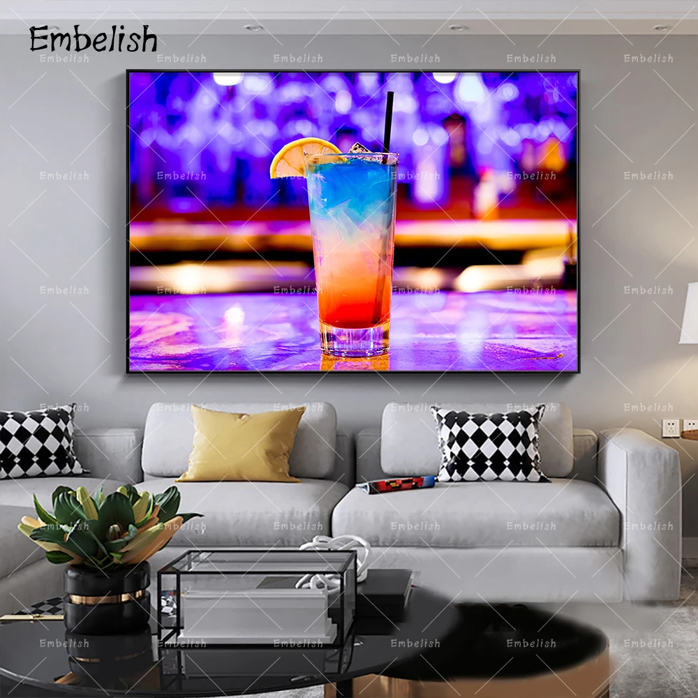 

Embelish 1 Pieces Ice Glass With Piece Of Lemon Kitchen Home Decor Pictures HD Print On Canvas Paintings Living Room Artworks