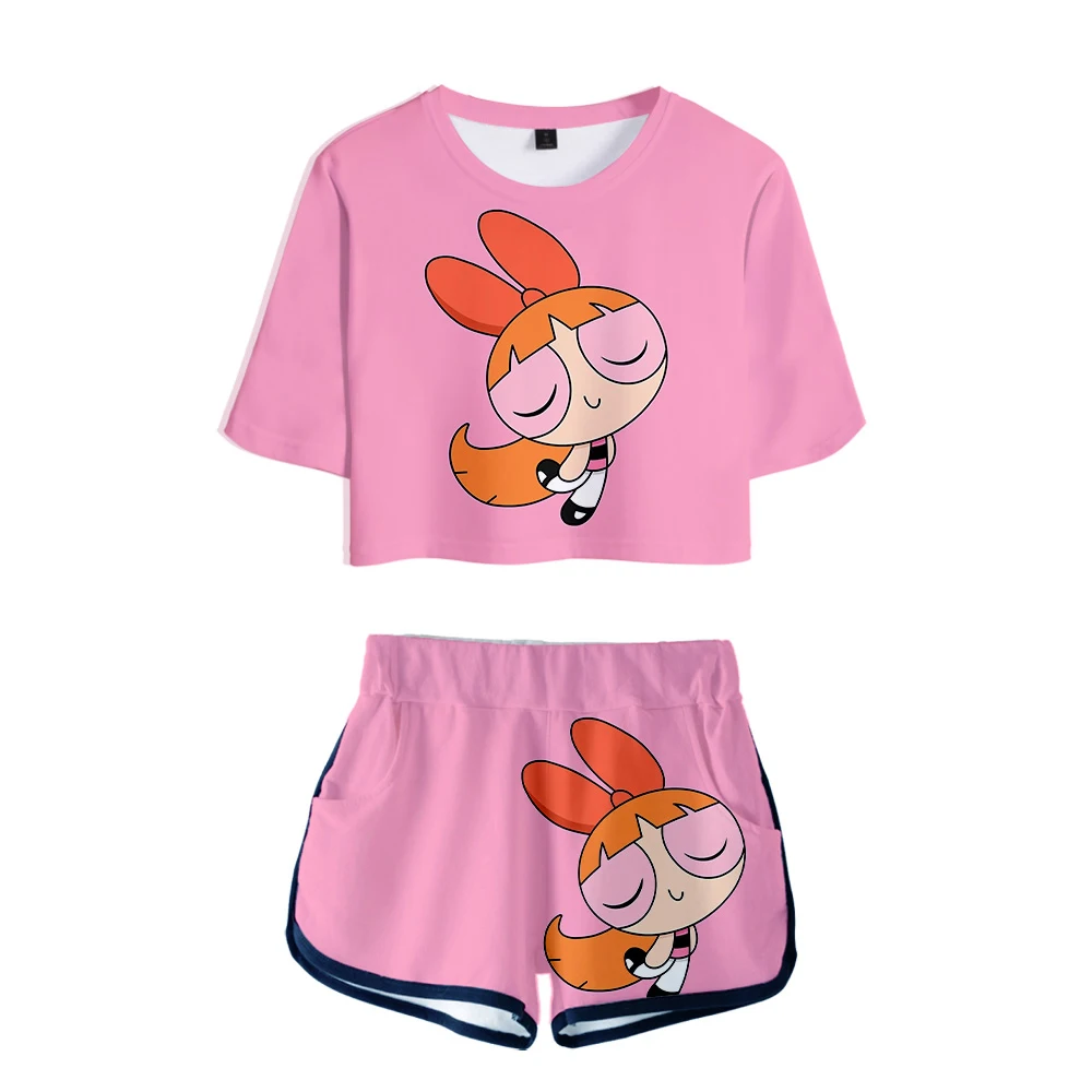 Лидер продаж футболка с пупком для девушек пышным эффектом комплект из коротких