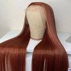 Темно-коричневый 26 дюймов длинный шелковистый прямой имбирный безклеевой боковой парик на шнуровке спереди с детскими волосами для женщин ежедневный парик плотность 180%