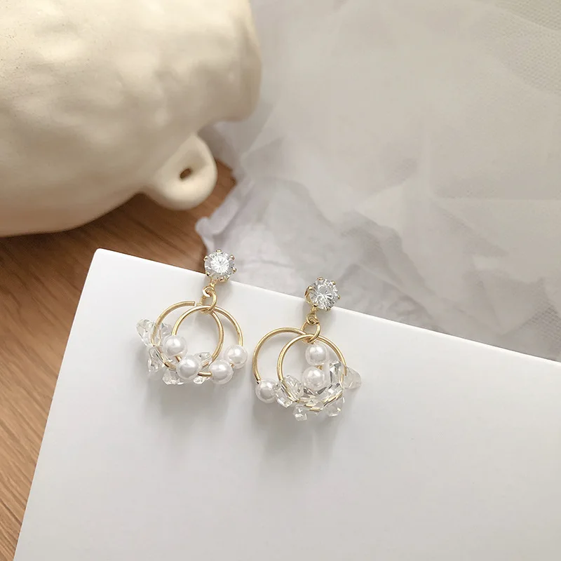 Модные Простые циркониевые металлические геометрические двухслойные круглые