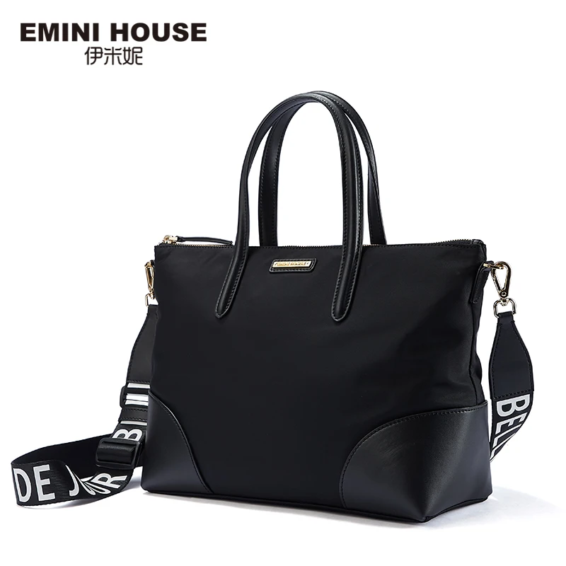 EMINI HOUSE/нейлоновая сумка-хобо с широким ремешком и буквенным принтом; роскошные сумки; женские сумки; дизайнерские сумки через плечо для женщин; сумка на плечо