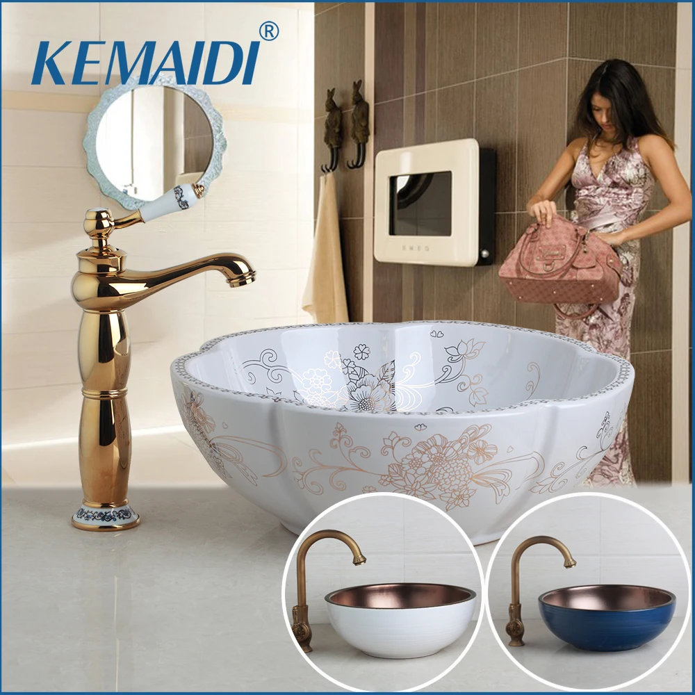 KEMAIDI синий художественный керамический сосуд для раковины набор ванной комнаты