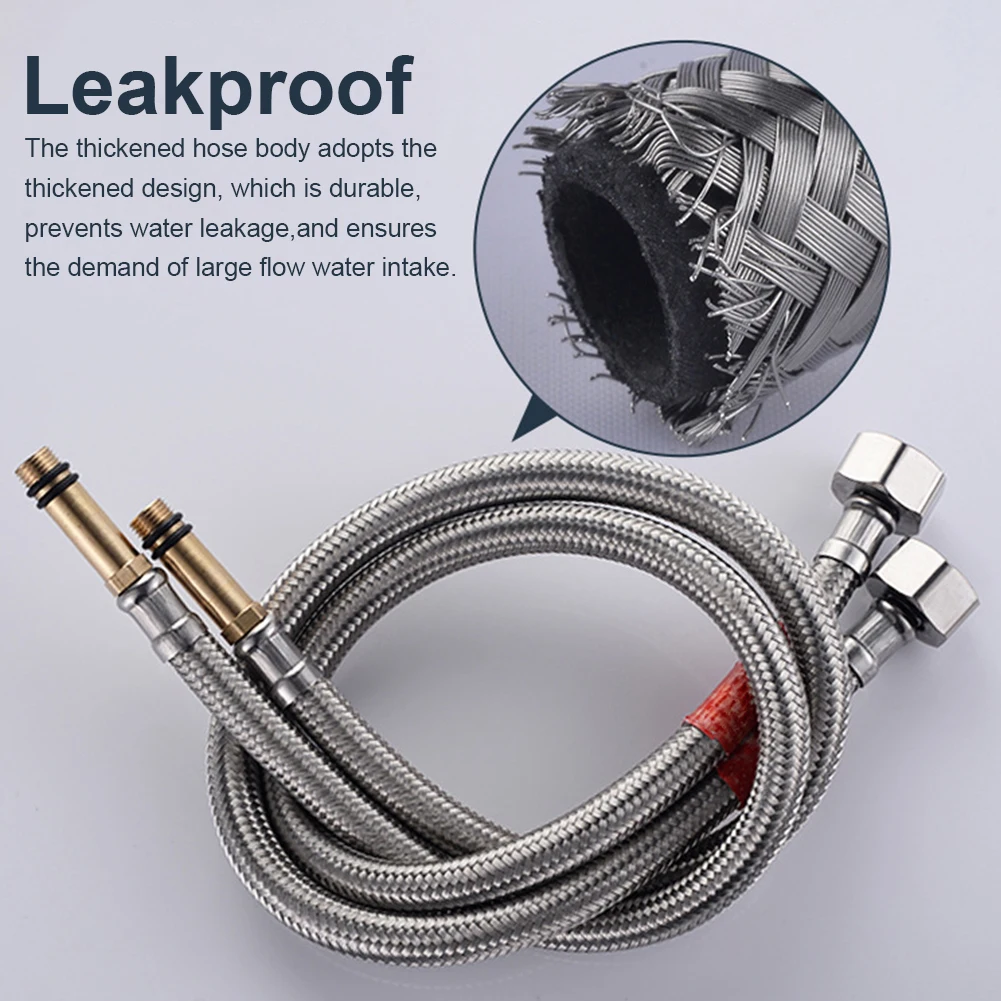 

2pcs Bathroom Basin Sink Shower Kitchen Faucet Accessories Stainless Steel Explosion Proof Mixer Tap Water Inlet Pipe Braided