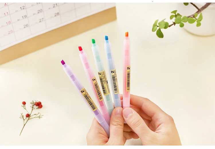 JIANWU 10pcs/set soft pastel ended highlighter pen Fluorescent pen kawaii Mild liner DIY School supplies Office Stationery