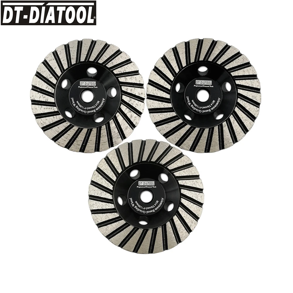 

DT-DIATOOL 2pcs Aluminum Based Grinding Cup Wheel M14 or 5/8-11Thread Diamond Grinding Disc for Granite Lower Noise 100mm/4"