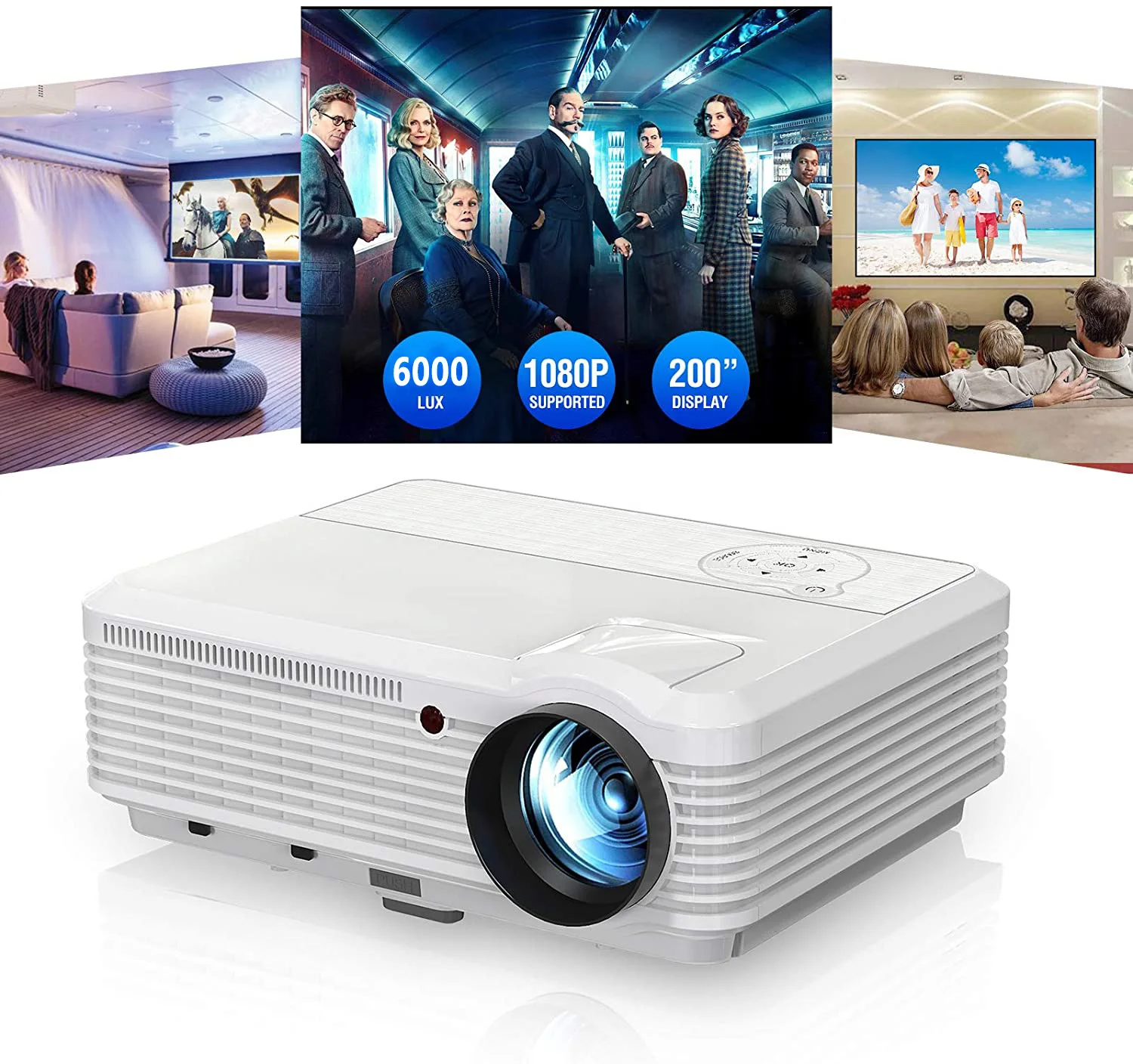 Умный беспроводной проектор WiFi Bluetooth Поддержка HD 1080P для домашнего кинофильма
